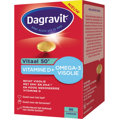 Afbeelding van Dagravit Vitaal 50+ Vitamine D + Omega 3 Visolie Capsules