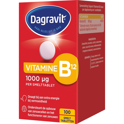 Afbeelding van Dagravit Vitamine B12 1000 mcg Smelttabletten