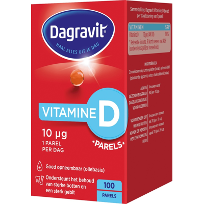 Afbeelding van Dagravit Vitamine D pearls 400IU 100 stuks