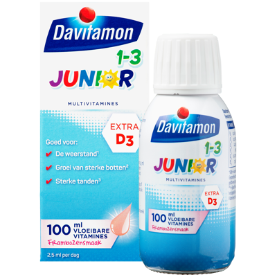 Afbeelding van Davitamon Junior 1 3 Vloeibare Vitamines Framboos