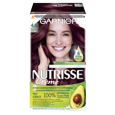 Afbeelding van Garnier Nutrisse Crème Permanente Haarverf 4.6 Diep Rood Middenbruin