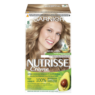 Afbeelding van 1+1 gratis: Garnier Nutrisse Ultra Crème Permanente Haarkleuring 8.0 Lichtblond
