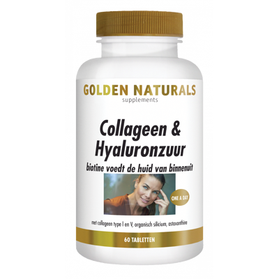 Afbeelding van Golden Naturals Collageen &amp; Hyaluronzuur Tabletten 60TB