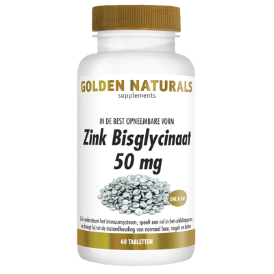 Afbeelding van Golden Naturals Zink Bisglycinaat 50 mg Tabletten