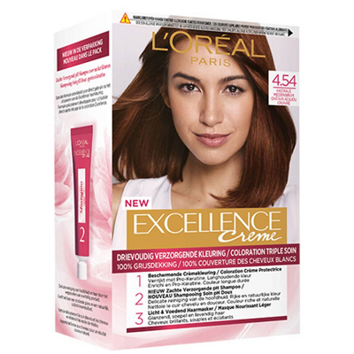 Afbeelding van 1+1 gratis: L&#039;Oréal Excellence Crème Permanente Crèmekleuring 4.54 Kastanje Middenbruin