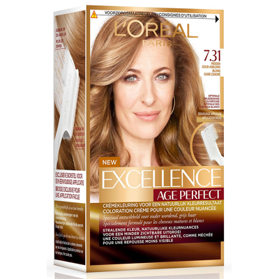 Afbeelding van 1+1 gratis: L&#039;Oréal Excellence Age Perfect Permanente Haarkleuring 7.31 Midden Goud Asblond