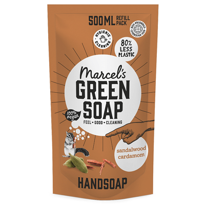 Afbeelding van Marcels Green Soap Handzeep Sandelhout &amp; Kardemom Navulling 500ML