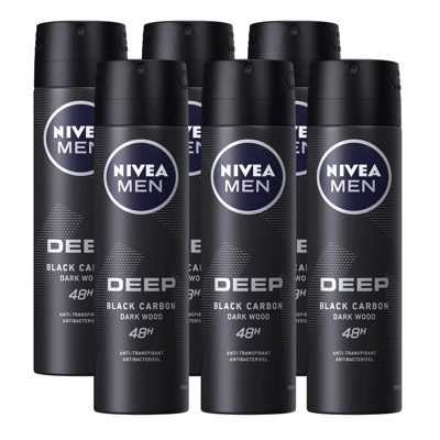 Afbeelding van Nivea Men Deep Deodorant Spray Voordeelverpakking 6x150ML