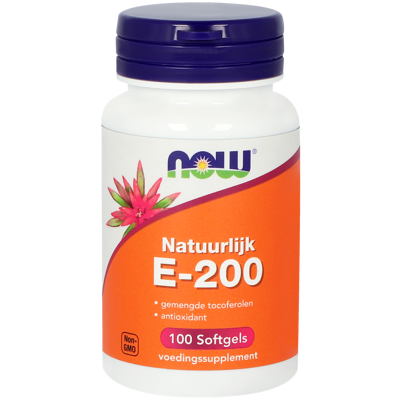 Afbeelding van Now Vitamine E 200 Natuurlijke Gemengde Tocoferolen, 100 Soft tabs