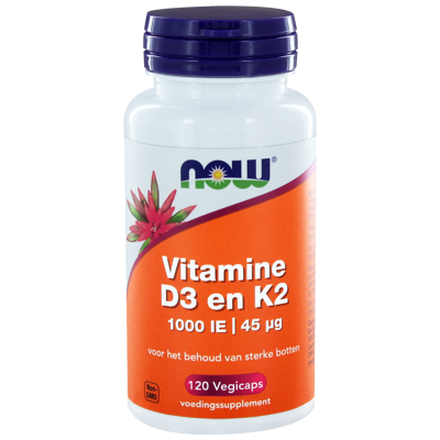 Afbeelding van Now Vitamine D3 1000ie &amp; K2, 120 Veg. capsules