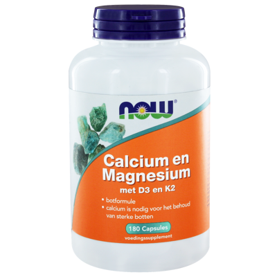 Afbeelding van NOW Calcium en Magnesium met D3 K2 Capsules