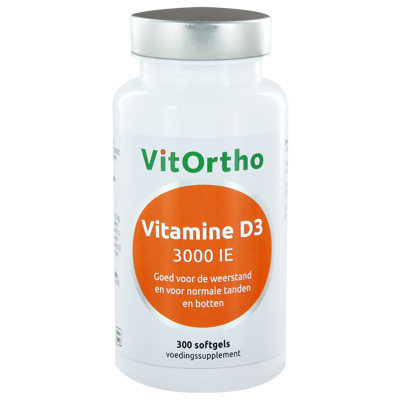 Afbeelding van VitOrtho Vitamine D3 3000 IE Softgels 300st