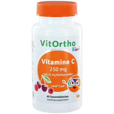 Afbeelding van Vitortho Vitamine C 250 mg met 25 bioflavonoïden (kind) 60 kauwtabletten