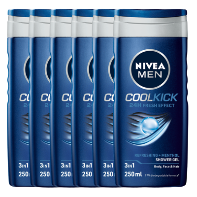 Afbeelding van Nivea Men Cool Kick Shower Gel Voordeelverpakking 6x250ML