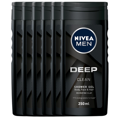 Afbeelding van Nivea Men Deep Clean Shower Gel Voordeelverpakking 6x250ML