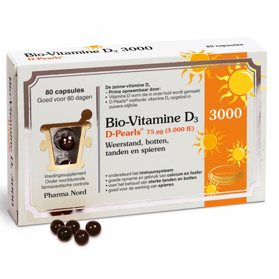 Afbeelding van Pharma Nord Bio vitamine D3 3000ie D Pearls, 80 capsules