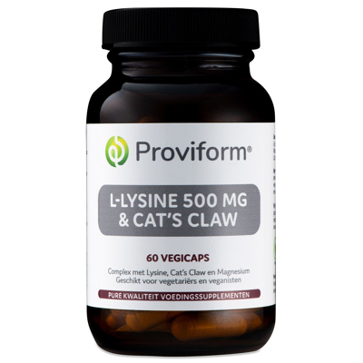 Afbeelding van Proviform L Lysine 500mg &amp; Cat&#039;s Claw Vegicaps