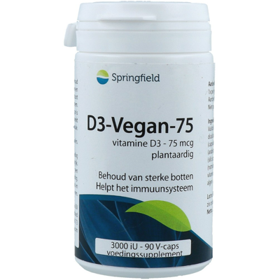 Afbeelding van Springfield D3 Vegan vitamine 75 mcg 90 vcaps