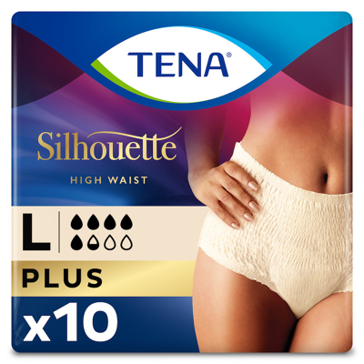 Afbeelding van TENA Silhouette Plus High Waist Crème L 10ST