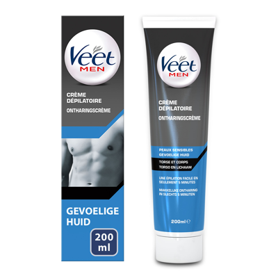 Afbeelding van Veet For Men Ontharingscrème Chest &amp; Body Gevoelige Huid 200 ml