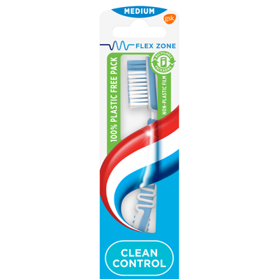 Afbeelding van Aquafresh Clean Control Tandenborstel Medium in 100% plasticvrije verpakking