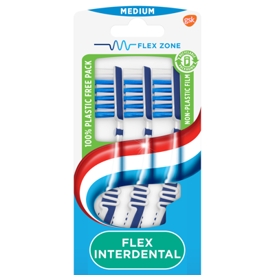Afbeelding van Aquafresh Flex Interdental Tandenborstel Medium 2+1 gratis in 100% plasticvrije verpakking