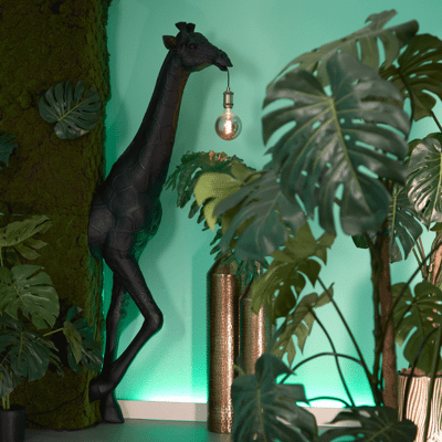 Afbeelding van Light &amp; Living Giraffe wandlamp 64,5x30x191 cm mat zwart Kunststof