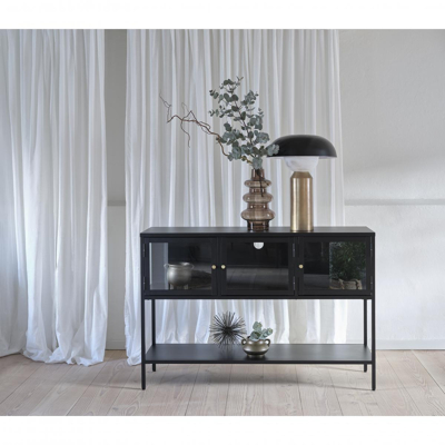 Afbeelding van Nordic Home Ragnar hoog staand dressoir 130 cm zwart Metaal