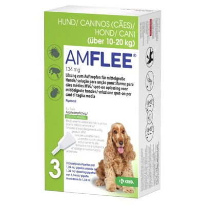 Afbeelding van DATUMVOORDEEL: Amflee Spot on Hond 134 mg, 3 pipetten