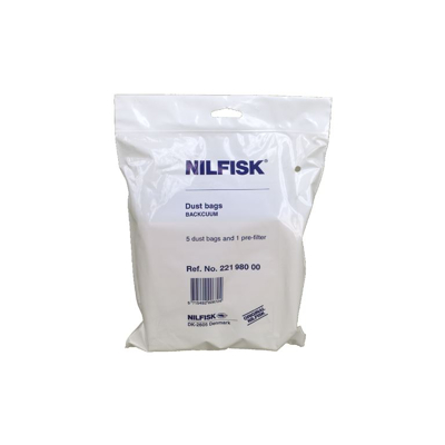Image of Nilfisk backuum vacuum cleaner bag 5 pieces + filter 22198000