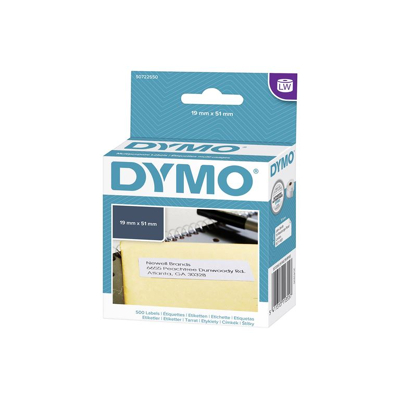 Image de Dymo label 500 pcs 5,1cm x 1,9 cm blanche auto adhésif S0722550