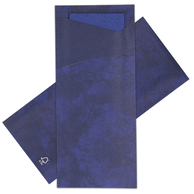 Afbeelding van 500x Bestekzakjes Donkerblauw met servet