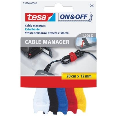 Afbeelding van tesa 55236 On&amp;Off Cable Manager 5x 0,2m gekleurd