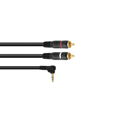 Afbeelding van Omnitronic Jack kabel 3 5 mm naar tulp aux audio 3.5 90/2xRCA 1.5m bk