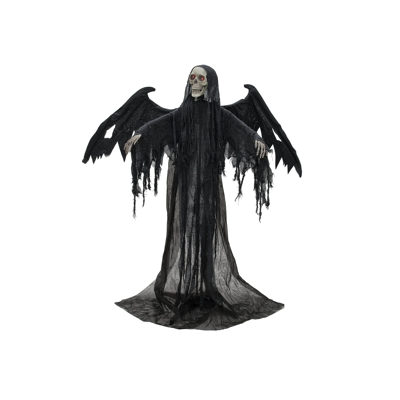Afbeelding van Europalms Halloween skelet decoratie, Zwarte engel, bewegend met licht en geluid, 175x100x66cm versiering accessoires feesten