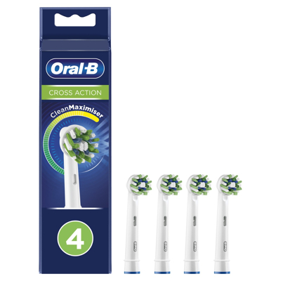Afbeelding van Oral B Cross Action Opzetborstels Met CleanMaximiser 4 Stuks