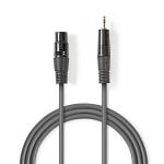Billede af Balanceret Audio kabel 2x XLR 3 Pin Hanstik Hunstik Nikkelplateret 1.50 m Runde PVC Mørkegrå Kartonhylster