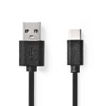 Billede af USB kabel 2.0 A Han C 60 W 480 Mbps Nikkelplateret 0.10 m Runde PVC Sort Blister