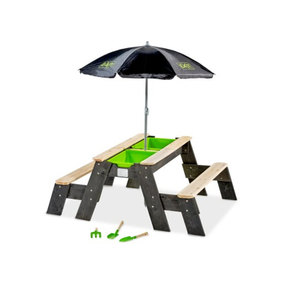 Abbildung von EXIT Aksent Sand, Wasser und Picknicktisch (2 Bänke) mit Sonnenschirm Gartenwerkzeugen