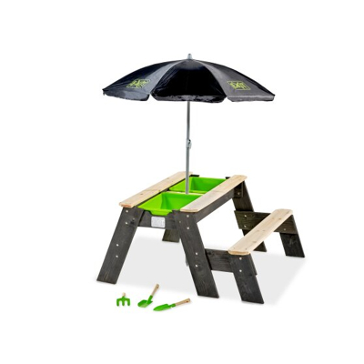 Afbeelding van EXIT Aksent zand , water en picknicktafel (1 bankje) met parasol tuingereedschap