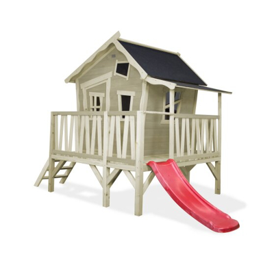 Afbeelding van EXIT houten speelhuis met glijbaan Crooky 350