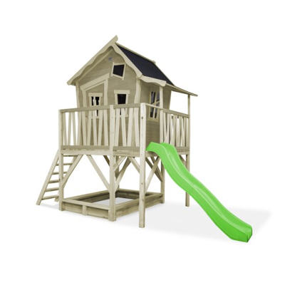Afbeelding van EXIT houten speelhuis met glijbaan Crooky 550