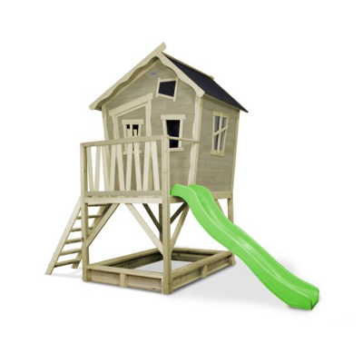Afbeelding van EXIT houten speelhuis met glijbaan Crooky 500