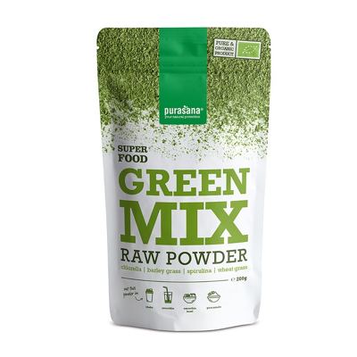 Image de Green Mix Raw Powder (200 Grammes) Retour Gratuit Sous 30 Jours Purasana