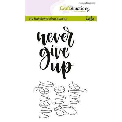 Afbeelding van CraftEmotions clearstamps A6 handletter never give up (Eng) Carla Kamphuis