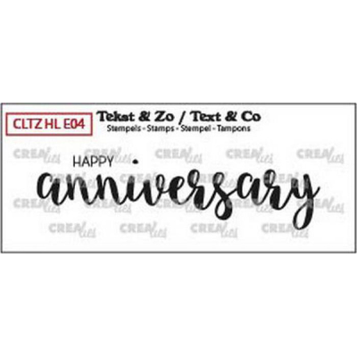 Afbeelding van Crealies Clearstamp tekst &amp; Zo Happy anniversary solid (Eng) CLTZHLE04 21 x 80mm