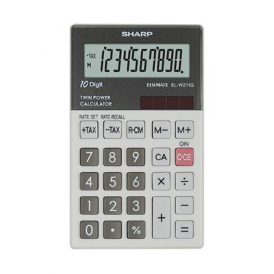 Afbeelding van Calculator Sharp ELW211GGY grijs hand 10 digit