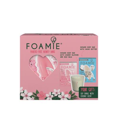 Afbeelding van Foamie Body &amp; Shower Bar Geschenkset + Kaars Cadeau 1ST