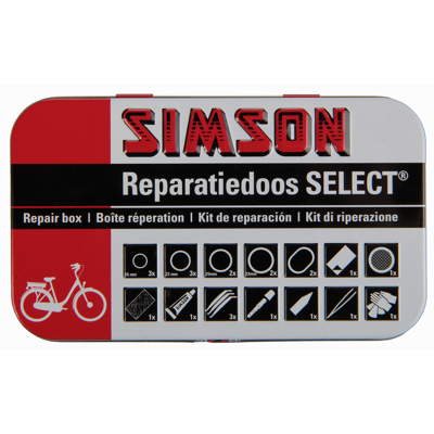 Afbeelding van Simson Reparatiedoos select met clip BikeTotaal.nl Rood