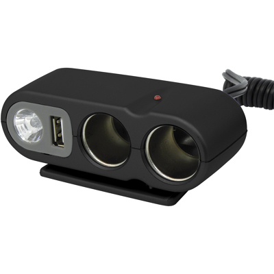 Afbeelding van Carpoint 12 Volt 2 Weg Stekker met USB &amp; LED lamp